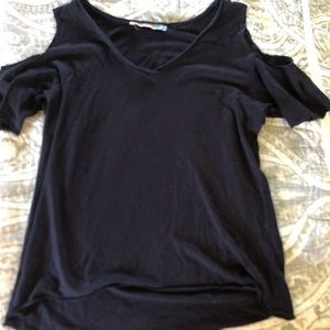 Black v-neck off the shoulder top